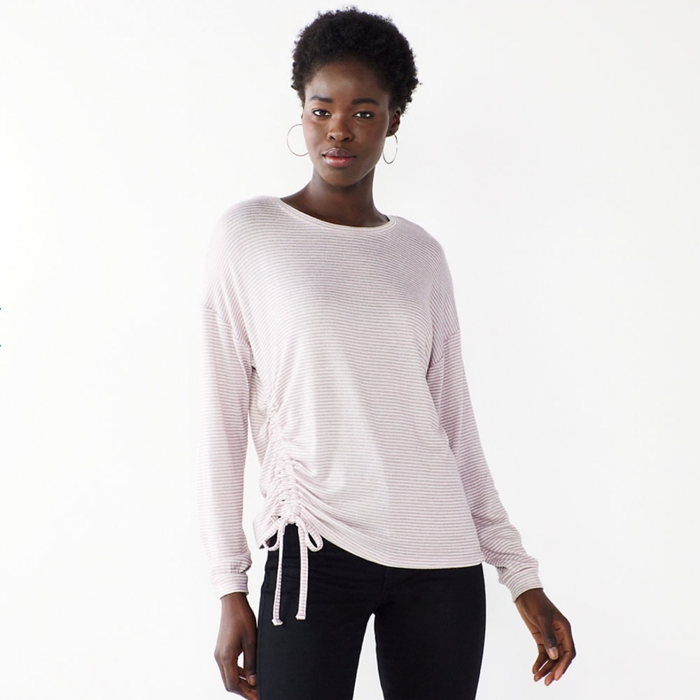 Nine West Long Sleeve Side Ruched Top